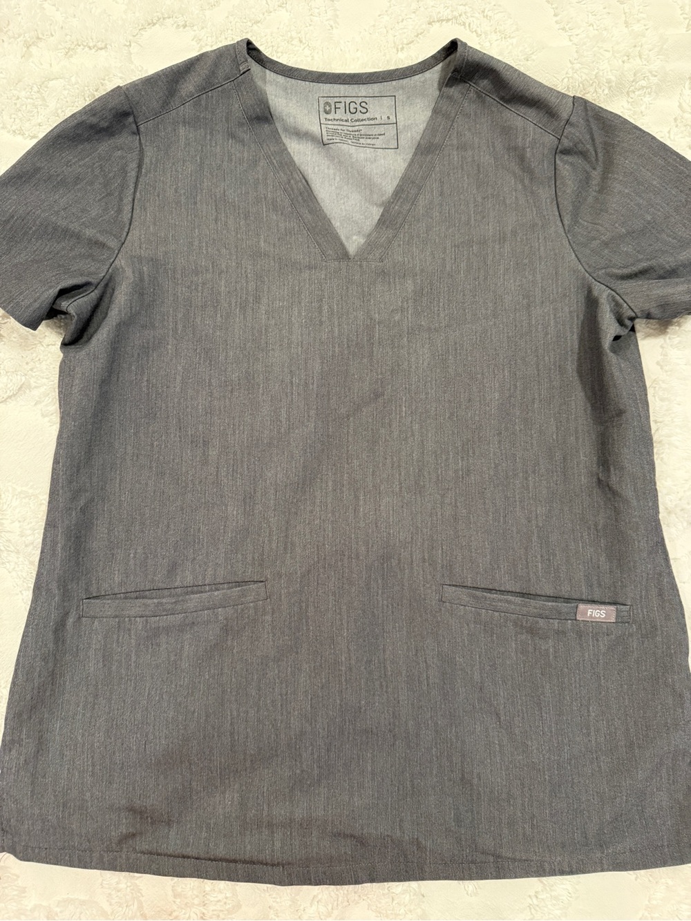 Figs Gray V-Neck Medical Scrub Top